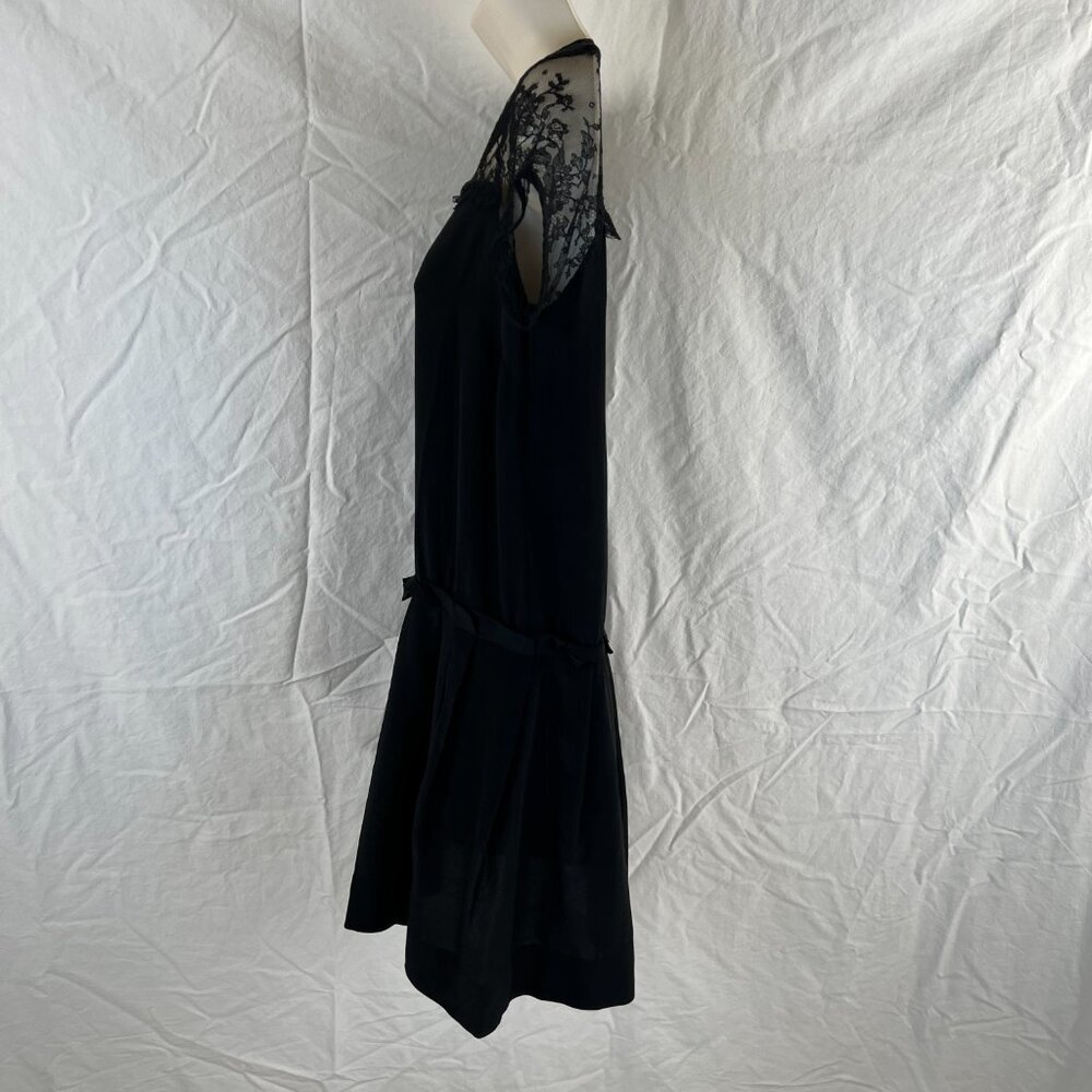 Maje Black Silk Lace Shoulder Shift Dress $295 - Picture 11 of 14